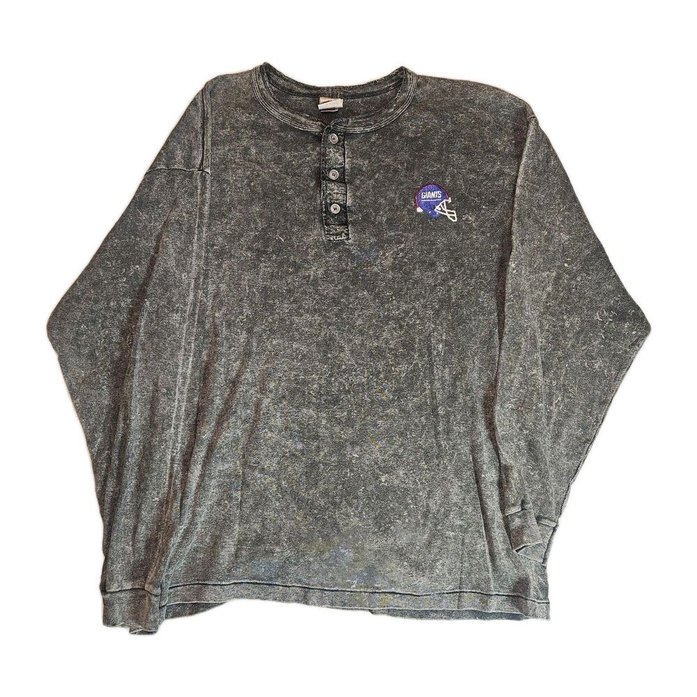 Vtg NY Giants Stadium Club Long Sleeve Heavy Weight Mens Shirt Size S Chalk Line